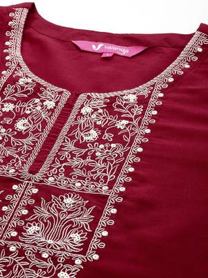 Women Floral Yoke Design Regular Sequinned Kurta with Trousers & Dupatta 2