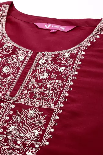 Women Floral Yoke Design Regular Sequinned Kurta with Trousers & Dupatta