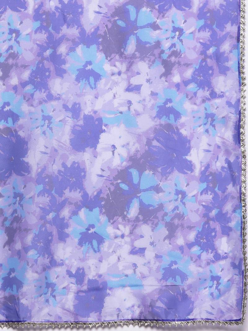 Women Floral Printed Empire Gotta Patti Kurta with Trousers & With Dupatta