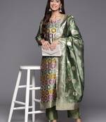 Chanderi Silk Kurta with Trousers & Dupatta