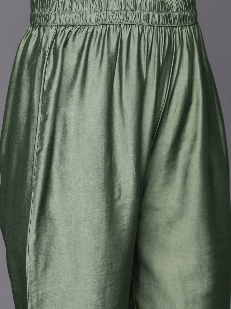 Chanderi Silk Kurta with Trousers & Dupatta