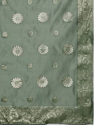 Chanderi Silk Kurta with Trousers & Dupatta 4