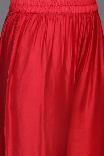 Red Bandhani printed A line Kurta with Trouser and Dupatta