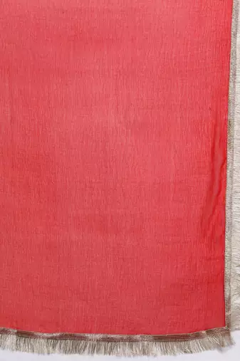 Red Bandhani printed A line Kurta with Trouser and Dupatta