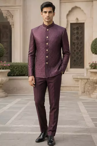 Wine open jodhpuri for men ::: men's ethnic wear