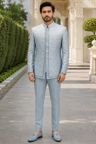 Sky blue open jodhpuri for men ::: men's ethnic wear