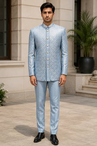Sky blue open jodhpuri for men ::: men's ethnic wear