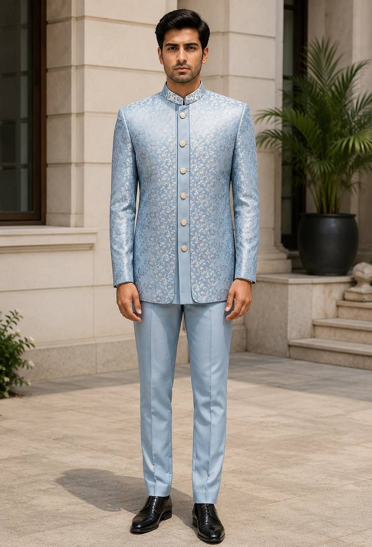 Sky blue open jodhpuri for men ::: men's ethnic wear