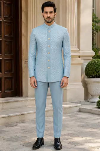 Sky blue open jodhpuri for men ::: men's ethnic wear