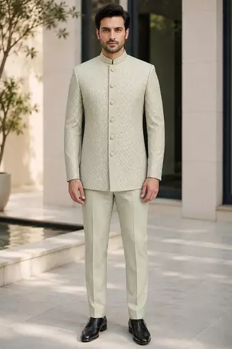 Pista green open jodhpuri for men ::: men's ethnic wear