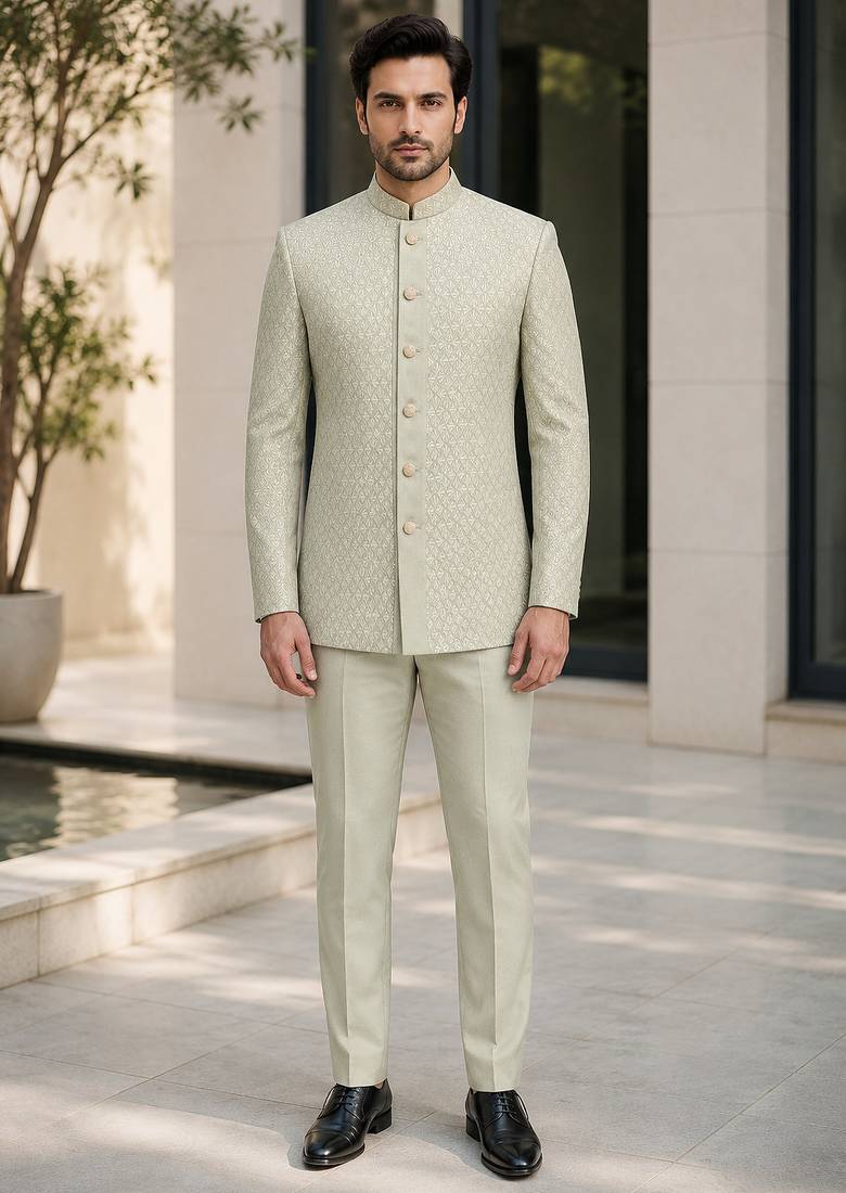 Pista green open jodhpuri for men ::: men's ethnic wear