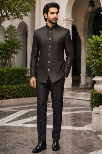 Midnight black open jodhpuri for men ::: men's ethnic wear