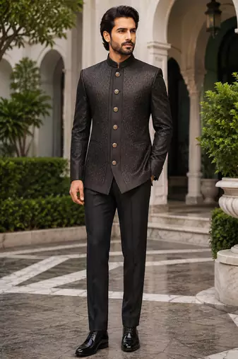Midnight black open jodhpuri for men ::: men's ethnic wear