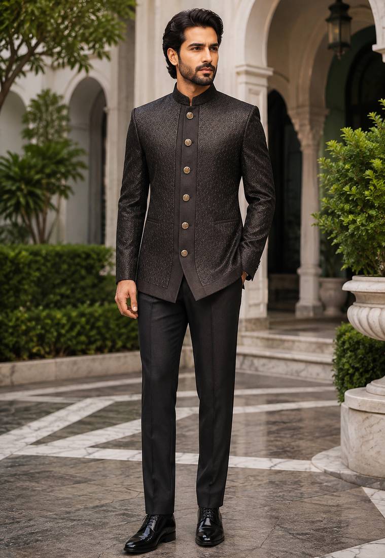 Midnight black open jodhpuri for men ::: men's ethnic wear
