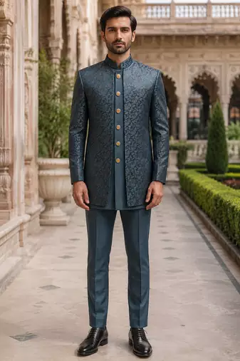 Bottle green open jodhpuri for men ::: men's ethnic wear