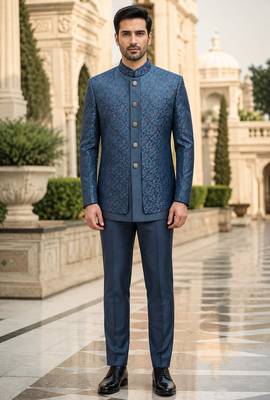 Turquoise open jodhpuri for men ::: men's ethnic wear 1
