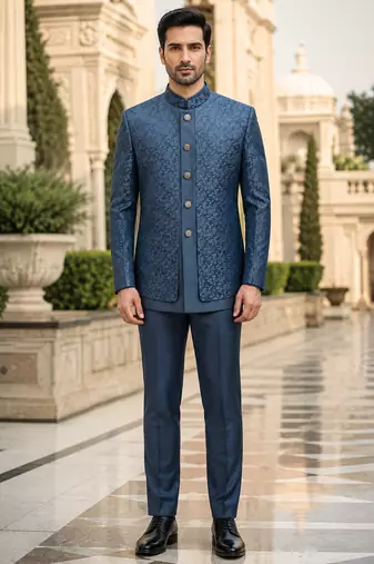 Turquoise open jodhpuri for men ::: men's ethnic wear