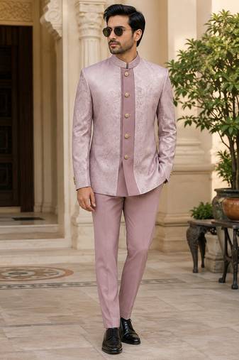 Light pink open jodhpuri for men ::: men's ethnic wear