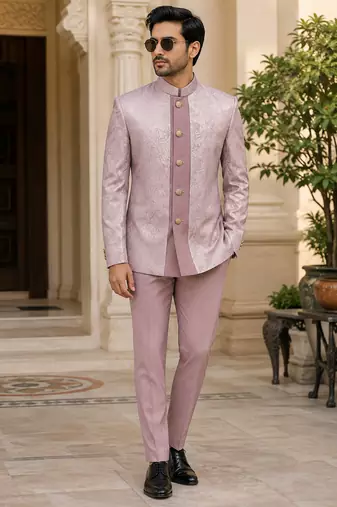 Light pink open jodhpuri for men ::: men's ethnic wear