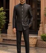 Midnight black open jodhpuri for men ::: men's ethnic wear