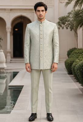 Pista green open jodhpuri for men ::: men's ethnic wear 1