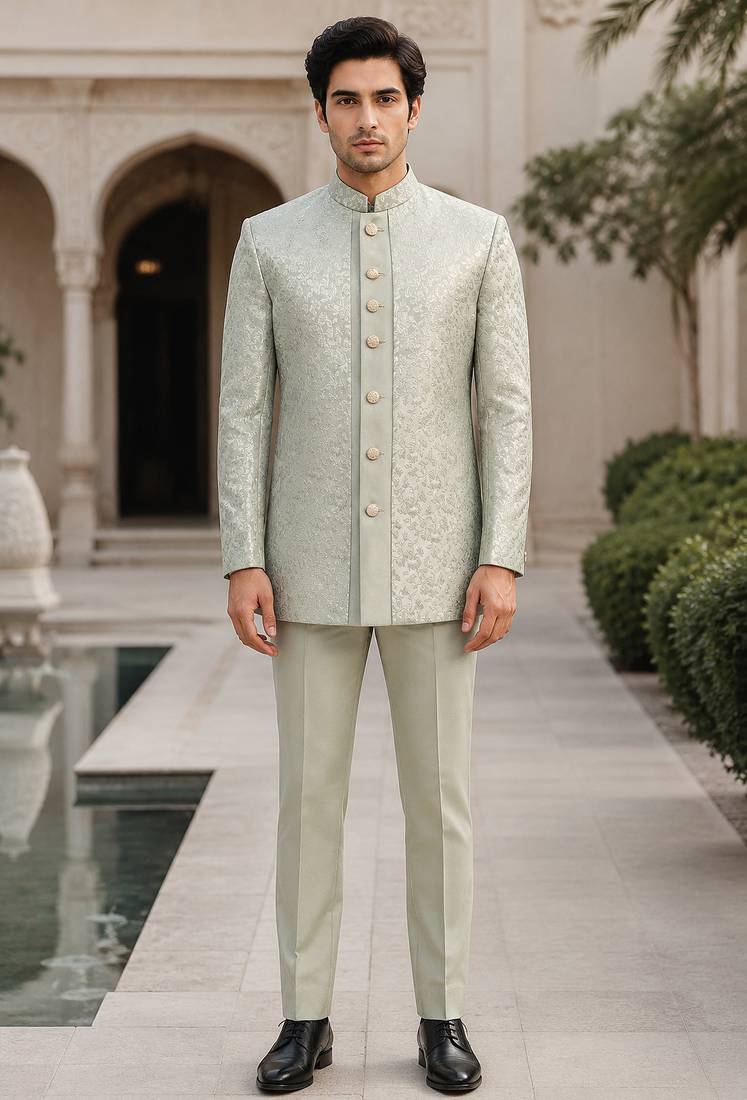 Pista green open jodhpuri for men ::: men's ethnic wear