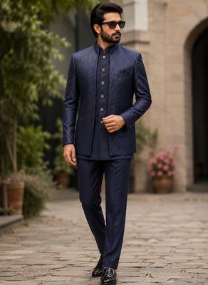 Navy blue open jodhpuri for men ::: men's ethnic wear 1