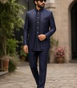 Navy blue open jodhpuri for men ::: men's ethnic wear