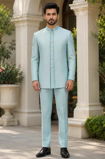 Sky blue open jodhpuri for men ::: men's ethnic wear