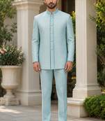 Sky blue open jodhpuri for men ::: men's ethnic wear