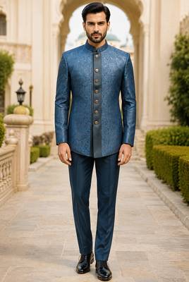 Turquoise open jodhpuri for men ::: men's ethnic wear 1