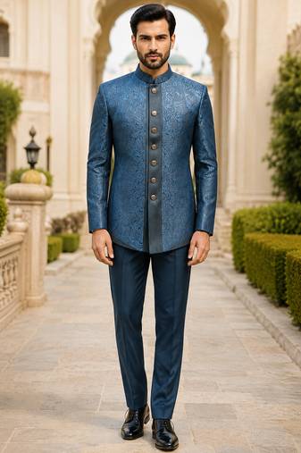 Turquoise open jodhpuri for men ::: men's ethnic wear