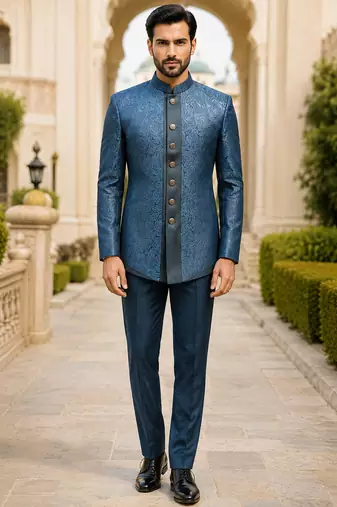 Turquoise open jodhpuri for men ::: men's ethnic wear