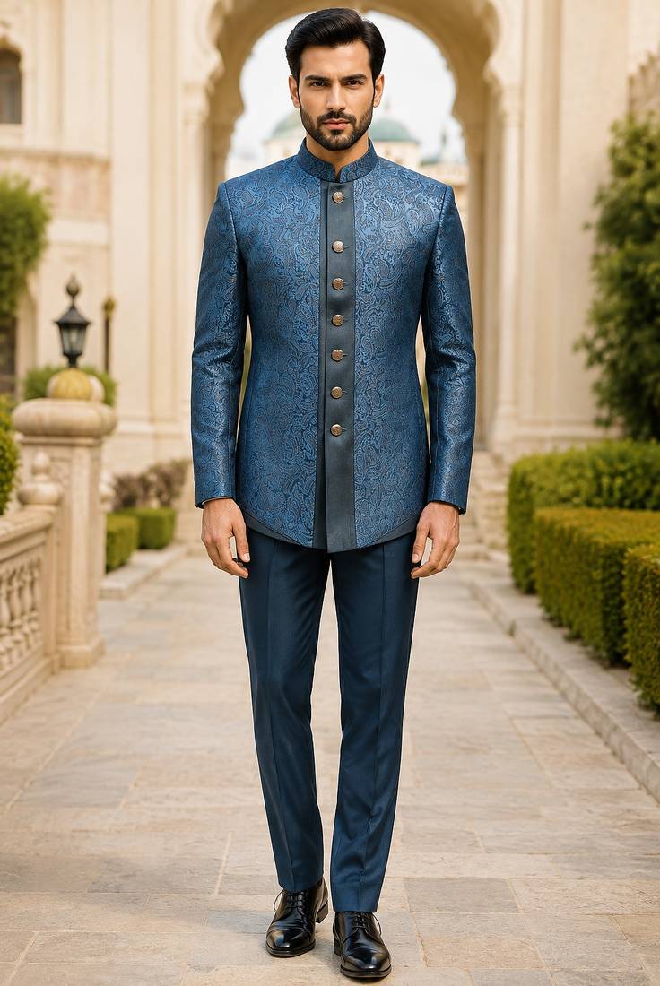 Turquoise open jodhpuri for men ::: men's ethnic wear