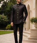 Midnight black open jodhpuri for men ::: men's ethnic wear