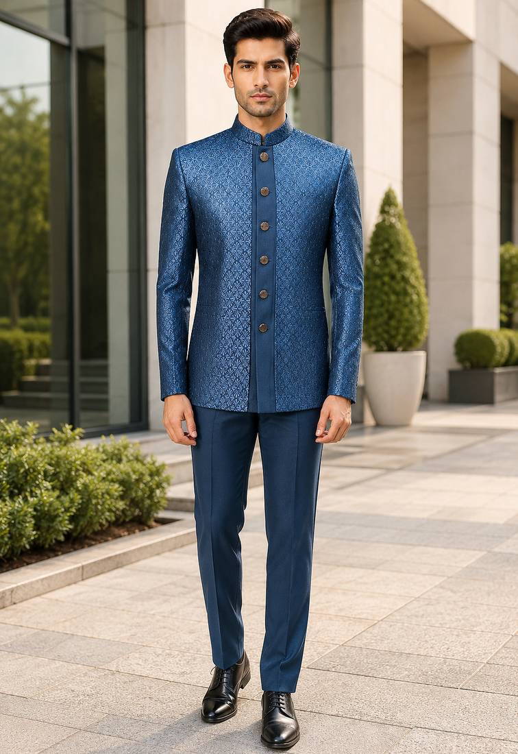 Turquoise open jodhpuri for men ::: men's ethnic wear
