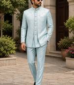 Sky blue open jodhpuri for men ::: men's ethnic wear