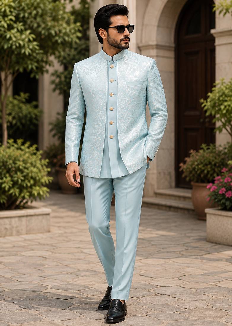 Sky blue open jodhpuri for men ::: men's ethnic wear