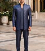 Navy blue open jodhpuri for men ::: men's ethnic wear