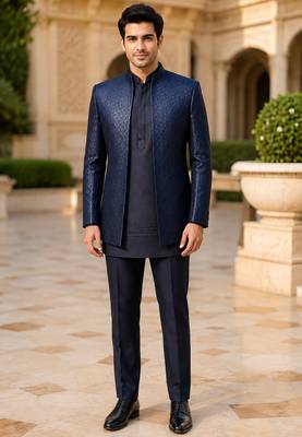 Navy blue open jodhpuri for men ::: men's ethnic wear 1