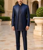 Navy blue open jodhpuri for men ::: men's ethnic wear