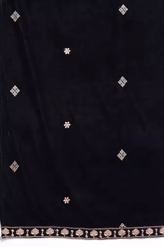 Zari Embroidered velvet Kurta with Trouser and Dupatta