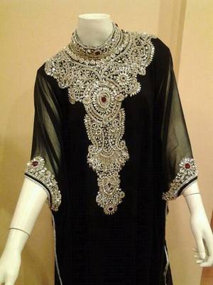 Black dubai fashion farasha kaftan 1
