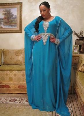 Turqouise blue dubai jalabiya kaftan 1