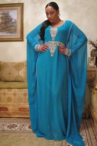Turqouise blue dubai jalabiya kaftan