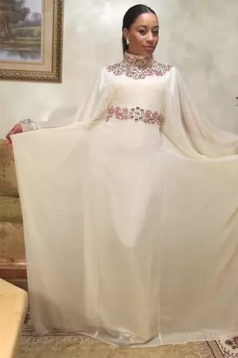 Offwhite designer dubai farasha kaftan