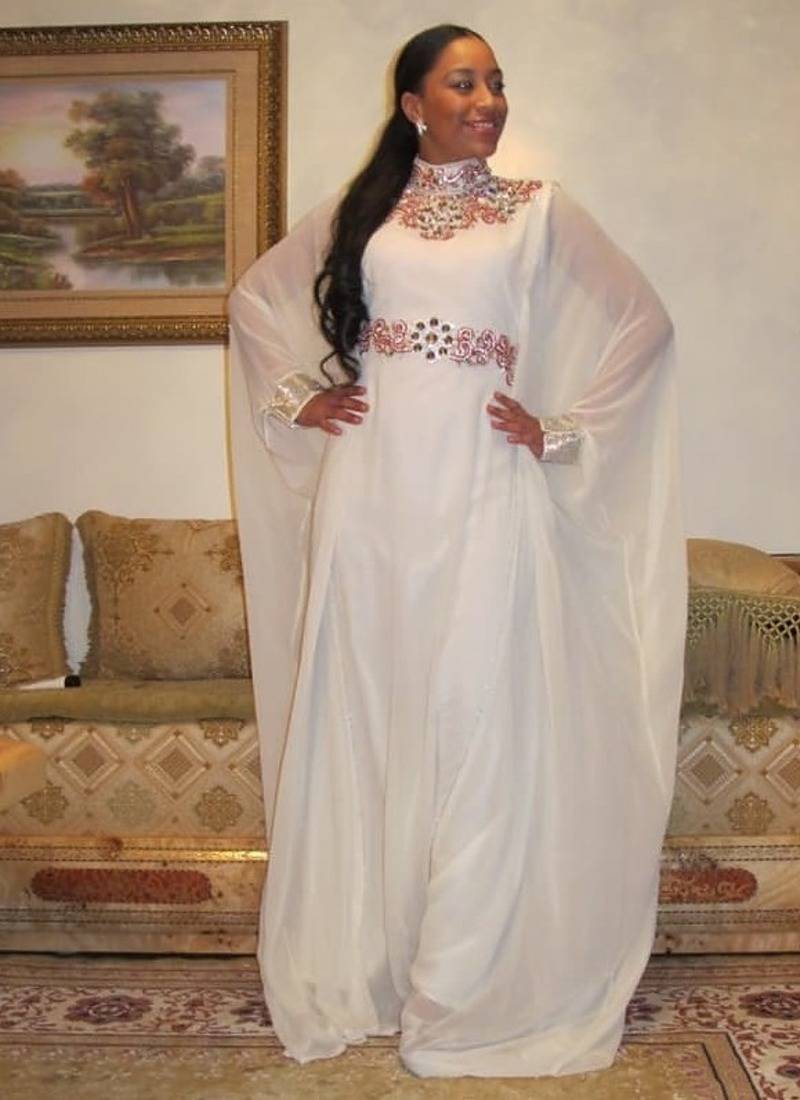 Offwhite designer dubai farasha kaftan