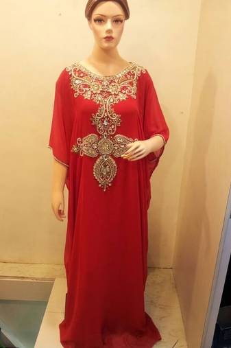 Red dubai modern jalabiya kaftan