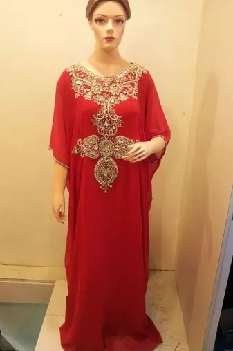 Red dubai modern jalabiya kaftan