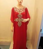 Red dubai modern jalabiya kaftan